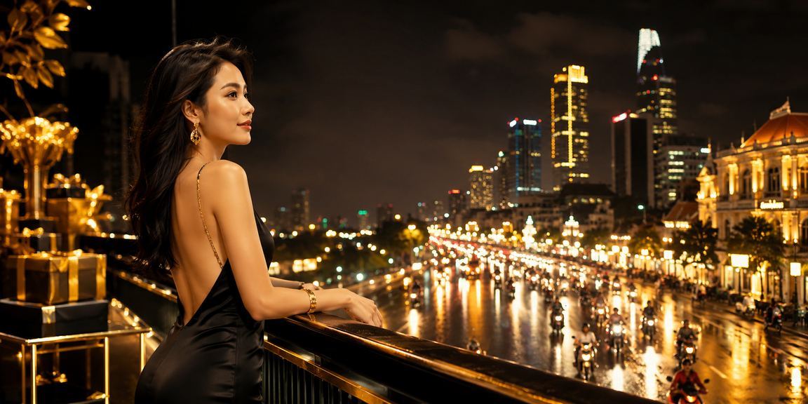 Không khí cá cược neon về đêm tại Hồ Chí Minh với ánh đèn sáng rực